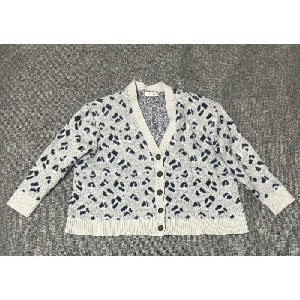 Retrology Womens 2X Cardigan Sweater Animal Print V-Neck Button Up
